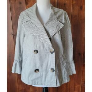 Women PXL Metallic Striped Jacket 3/4 Sleeve Cropped Blazer Live a Little LAL